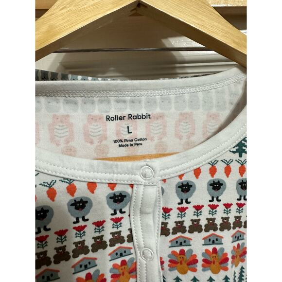 ROLLER‎ RABBIT Bands Weave Pajamas thanksgiving set size Large - Picture 4 of 8